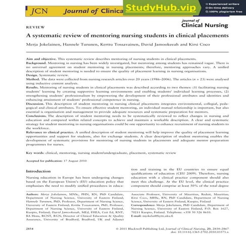 A systematic review of mentoring nursing students in clinical ...
