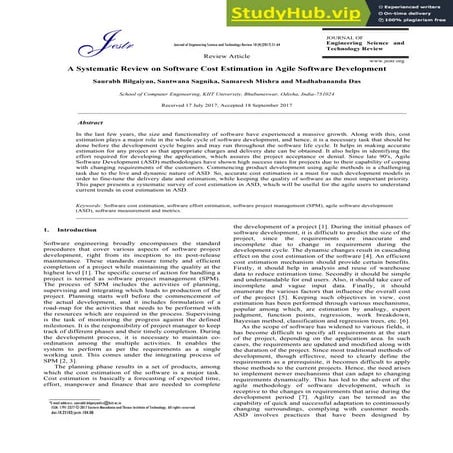 A Systematic Review On Software Cost Estimation In Agile Software Development