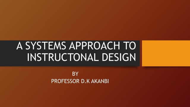 A Systems Approach To Instructional Design Ppt A Systems Approach To Instructional Design Ppt