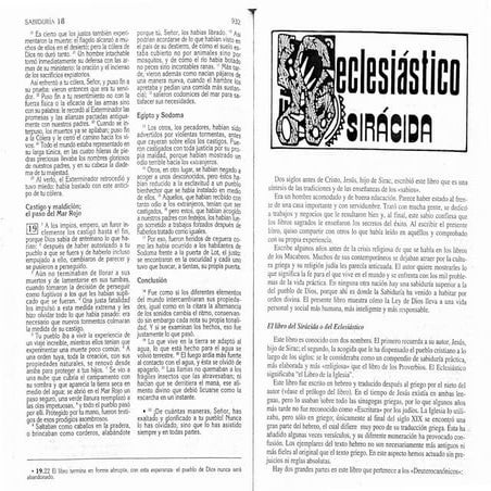 BIBLIA CATOLICA, ANTIGUO TESTAMENTO, ECLESIASTICO (SIRACIDA), PARTE 46 DE 47