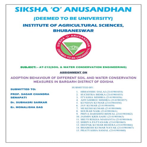 Soil and water conservation practices adopted in bargarh district of odisha