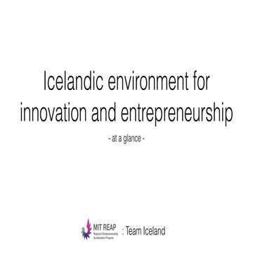 Icelandic environment for innovation and entrepreneurship