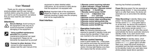 At001 high resolution camera  user manual