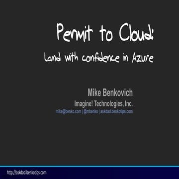 Permit to Cloud, Landing with confidence in Azure