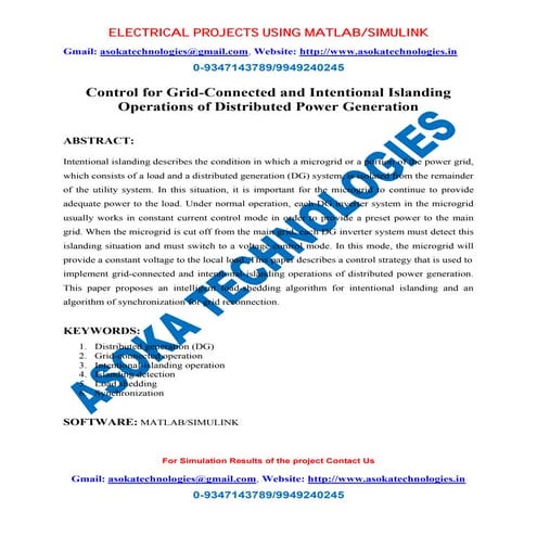 Control for Grid-Connected and Intentional Islanding Operations of Distribute...