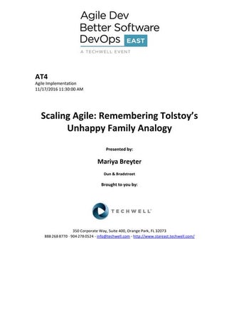 Scaling Agile: Remembering Tolstoy’s Unhappy Family Analogy