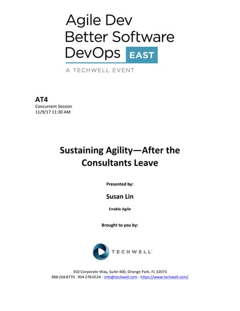 Sustaining Agility—After the Consultants Leave