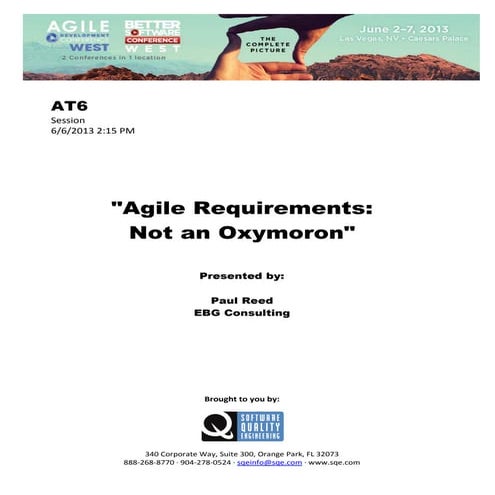 Agile Requirements Is Not an Oxymoron