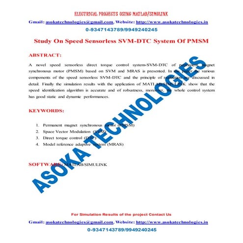 Study On Speed Sensorless SVM-DTC System Of PMSM