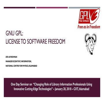 GNU GPL: License to Software Freedom by Ata ur Rehman