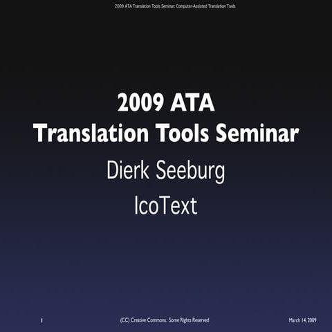 ATA 2009 Translation Tools Seminar