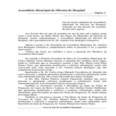 Ata Assembleia Municipal O.H. 18.09.2015 