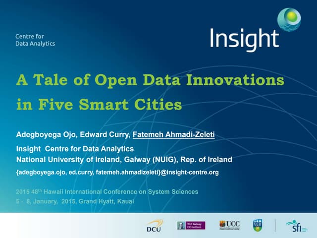 A Tale of Open Data Innovations in Five Smart Cities