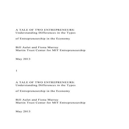  A TALE OF TWO ENTREPRENEURS  Understanding Differences.docx