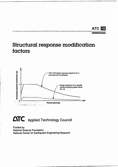 Atc 19 structural response modification factor by applied technology council,...