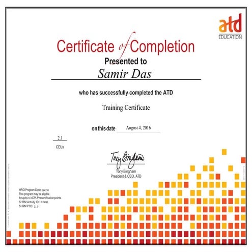 ATD Training Certificate PPT