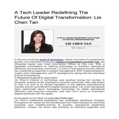 A Tech Leader Redefining The Future Of Digital Transformation: Lie Chen ...