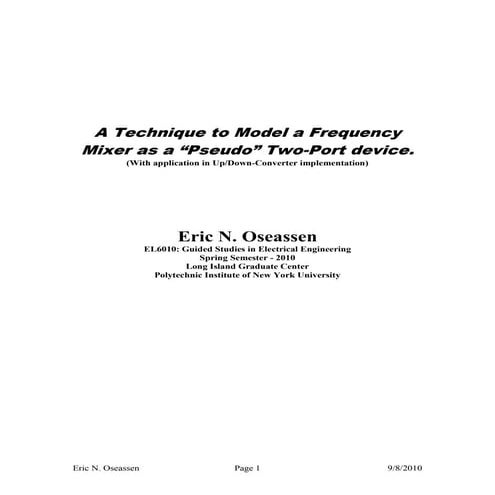 A Technique To Model A Frequency Mixer