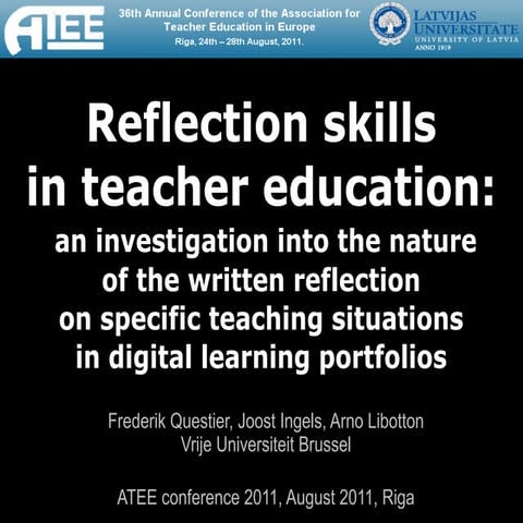 Reflection skills in teacher education