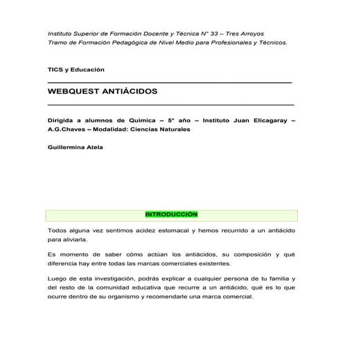 WEBQUEST Antiácidos