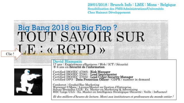Atelier Gdpr/ RGPD du Brunch Info avec David Blampain / Mons 2018