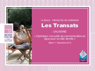 Les Transats, saison 3 - Atelier "Optimisez vos outils de communication en ligne pour la cible famille" - 1 décembre 2015