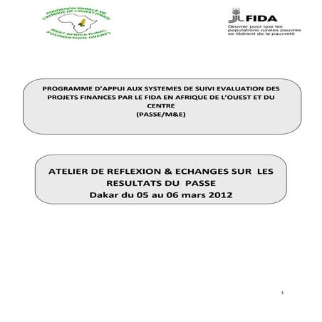 Atelier de partage sur le pratique de suivi évaluation des projets FIDA
