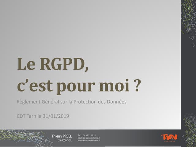 Atelier 8 - RGPD - Conférence Thierry Preel 2019