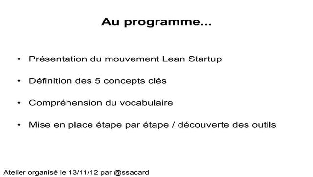 Atelier Lean Startup : Théorie et Pratique