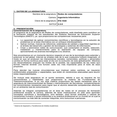 Temario: Redes de Computadora