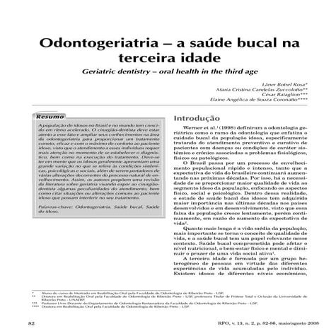 Qualidade de vida e saúde bucal na terceira idade | PDF