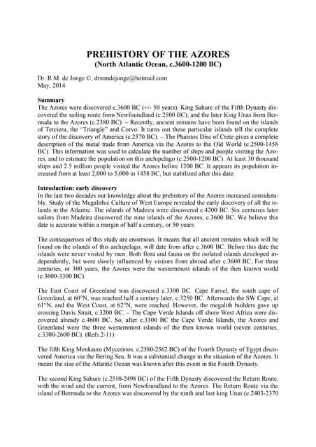 PREHISTORY OF AZORES (3600-1200 BC)