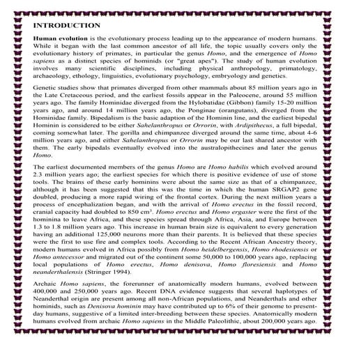  An article on human evolution