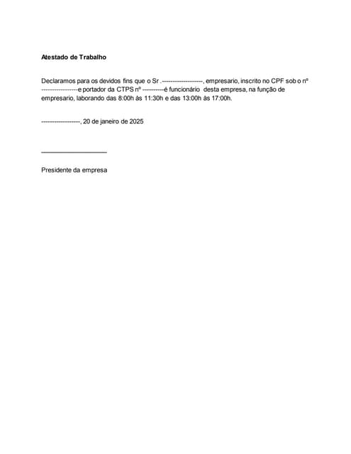 Atestado de trabalho | DOCX