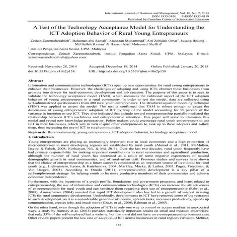 A test of the technology acceptance model for understanding the