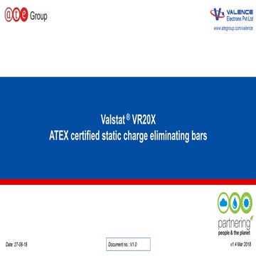 Valstat ® VR20X ATEX certified static charge eliminating bars