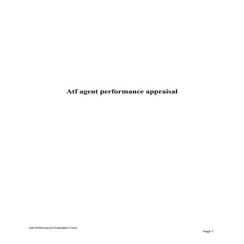 Atf agent performance appraisal