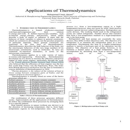 Applications of thermodynamics