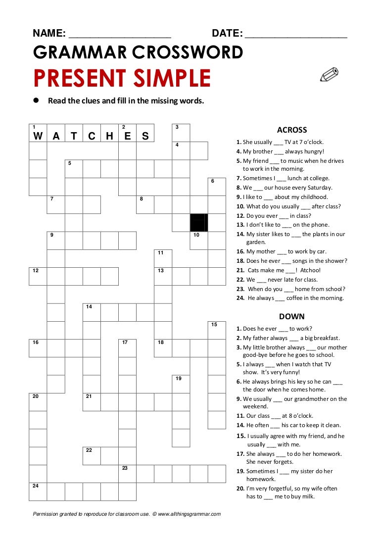 crossword-presentsimple