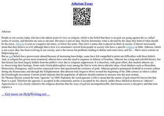 Atheism Essay