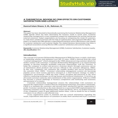 A THEORETICAL REVIEW OF CRM EFFECTS ON CUSTOMER SATISFACTION AND ...