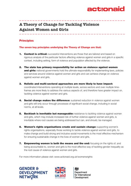 A theory of change for tackling violence against women and girls