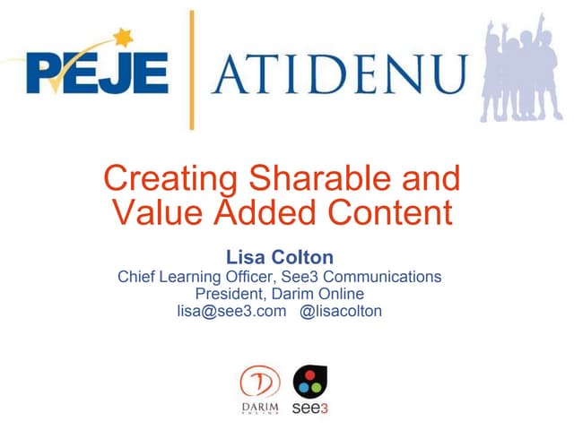 Atidenu webinar 1: Sharable Content and Adding Value