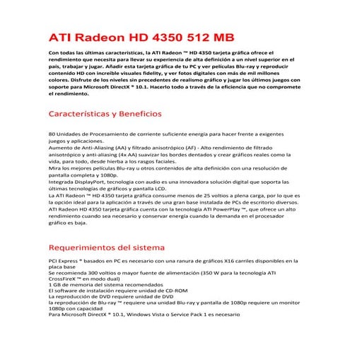 Ati radeon hd 4350 512 mb | DOCX