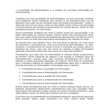 Sociedade da aprendizagem | PDF