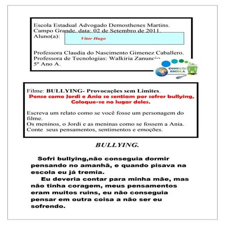 Atividade bullyin ga vitos hugo