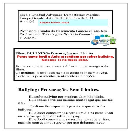 Atividade bullying ketyllen