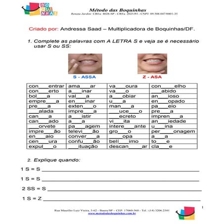 Atividade com método da boquinha