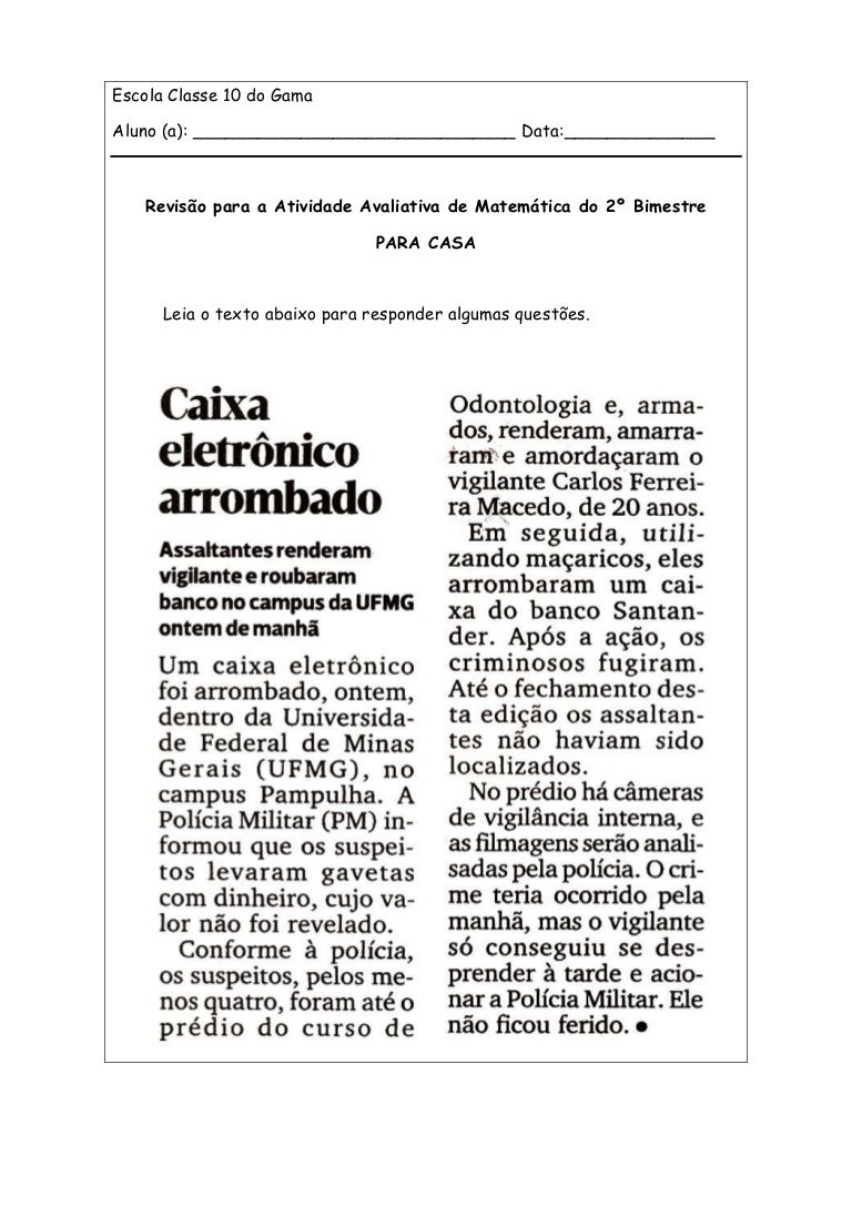 Genero Textual Noticia Atividades 8o Ano Com Gabarito