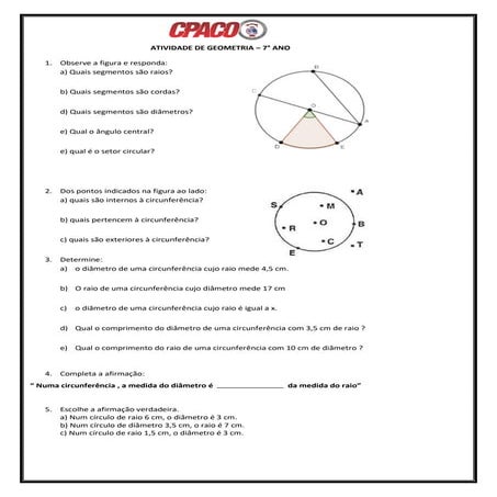Atividade de geometria   7 ano